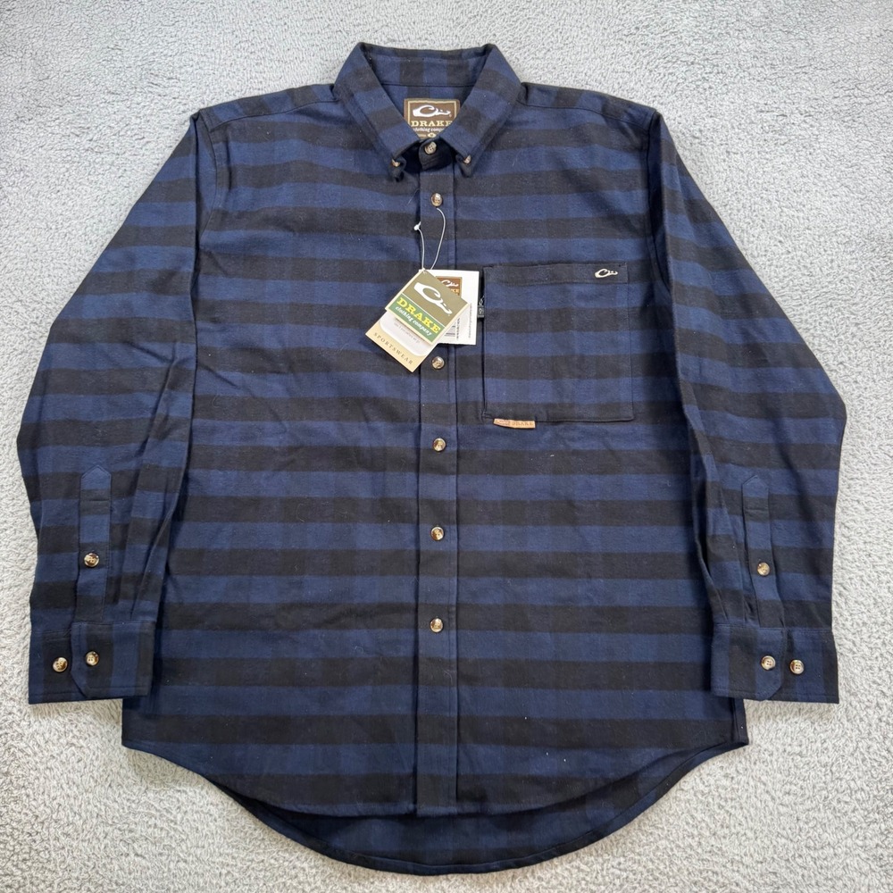 Drake Clothing Company‎ Mens M Autumn Brushed Twill Buffalo Plaid Shirt Navy